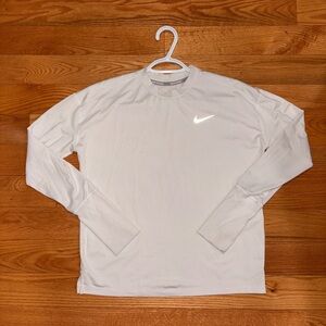 Nike Women’s Dri‑FIT Long Sleeve Running Top – White – Thumb Holes & Reflective
